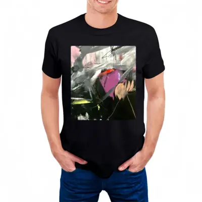 Men Black Rose Cotton Crew Neck T-Shirt