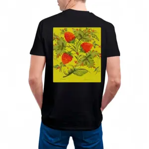 Men Raspberry Cotton Crew Neck T-Shirt