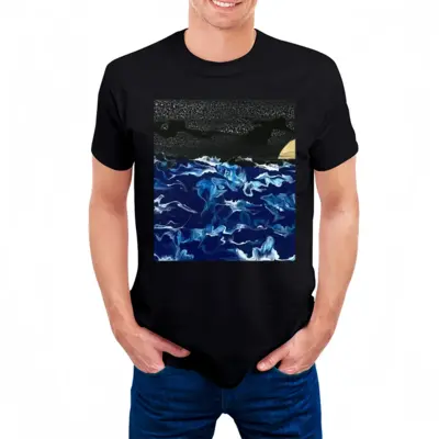 Men The Moon Cotton Crew Neck T-Shirt