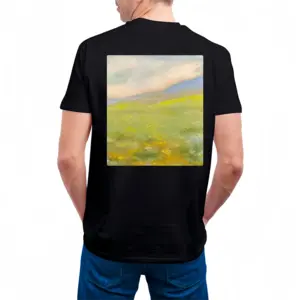 Men Flower Field Cotton Crew Neck T-Shirt