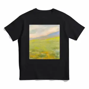 Men Flower Field Cotton Crew Neck T-Shirt