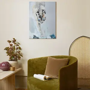 Cat With Fish Canvas Decorative Painting (Multi-Size, Vertical)