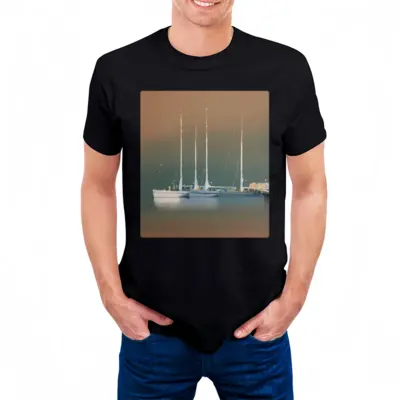 Men Sailboats F Cotton Crew Neck T-Shirt