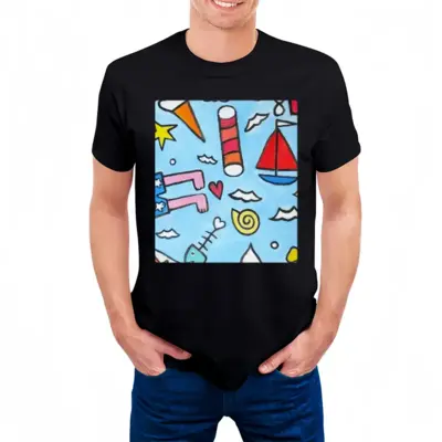 Men Seaside Cotton Crew Neck T-Shirt