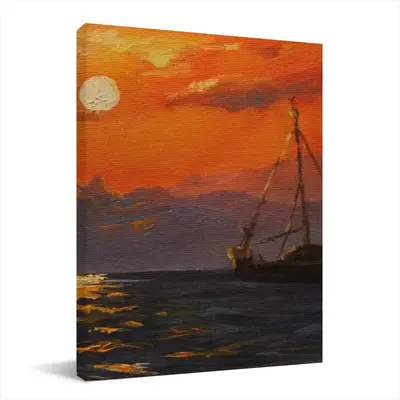 Beautiful Sunset On The Sea Canvas Decorative Painting (Multi-Size, Vertical)