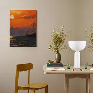 Beautiful Sunset On The Sea Canvas Decorative Painting (Multi-Size, Vertical)