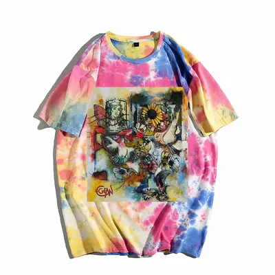 Men Postcard Tie Dye T-Shirt