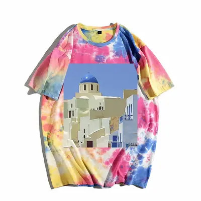 Men Santorini Oia Church Tie Dye T-Shirt