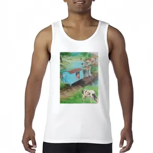 Men Being Carried Away Cotton Sleeveless Vest