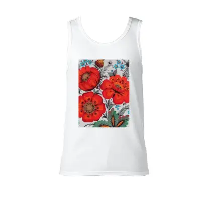 Men Poppy Flowers Cotton Sleeveless Vest