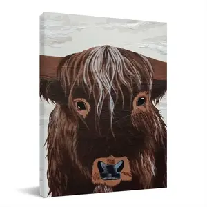 Bull - Red Bull Taurus Animals Buffalo Wild Canvas Decorative Painting (Multi-Size, Vertical)