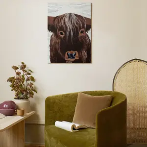 Bull - Red Bull Taurus Animals Buffalo Wild Canvas Decorative Painting (Multi-Size, Vertical)