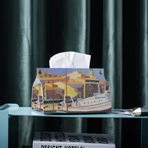 Sète The Navy Leather Tissue Box