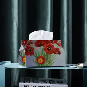 Tulips Leather Tissue Box