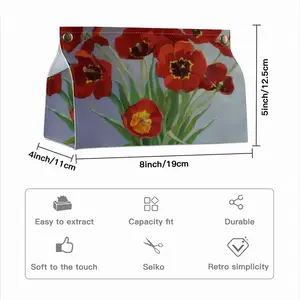 Tulips Leather Tissue Box