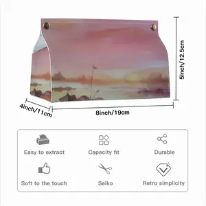 The Boat And Sunset Leather Tissue Box