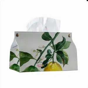 Lemon Branch Leather Tissue Box