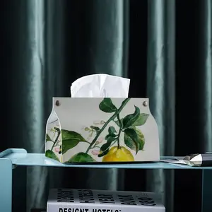 Lemon Branch Leather Tissue Box