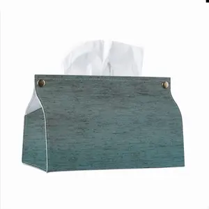 Hazy Shades Of Blue Leather Tissue Box