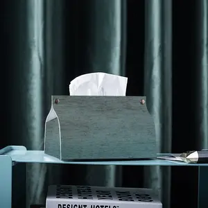 Hazy Shades Of Blue Leather Tissue Box