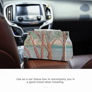 Trees Near A Lake Leather Tissue Box