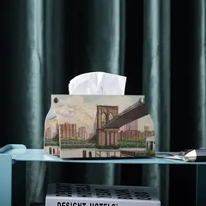 Brooklyn Bridge In Oil Leather Tissue Box