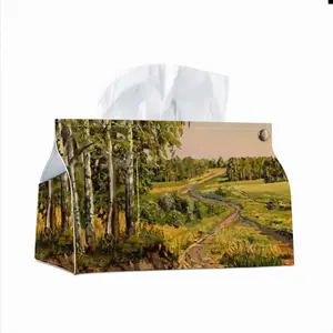 Country Road Landscape Leather Tissue Box