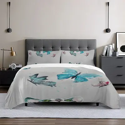 Cat And Butterflies 3-Piece Bedding Set