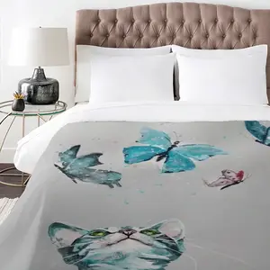 Cat And Butterflies 3-Piece Bedding Set