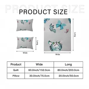 Cat And Butterflies 3-Piece Bedding Set