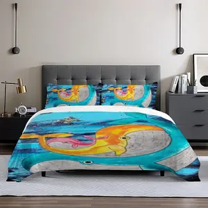 Family Whales Dolphins Ocean Sea Animals Wild 3-Piece Bedding Set