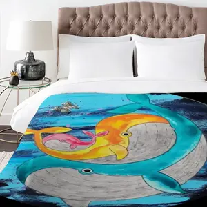 Family Whales Dolphins Ocean Sea Animals Wild 3-Piece Bedding Set