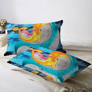 Family Whales Dolphins Ocean Sea Animals Wild 3-Piece Bedding Set