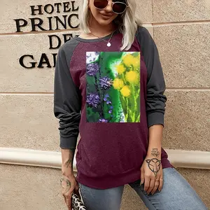 Women Blossoms Two-tone Crew Neck T-Shirt