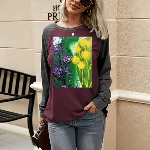 Women Blossoms Two-tone Crew Neck T-Shirt