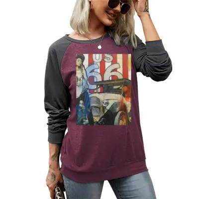 Women Route 66 Two-tone Crew Neck T-Shirt