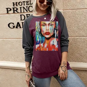 Women Summer Rain Two-tone Crew Neck T-Shirt