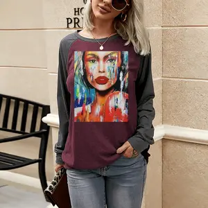 Women Summer Rain Two-tone Crew Neck T-Shirt