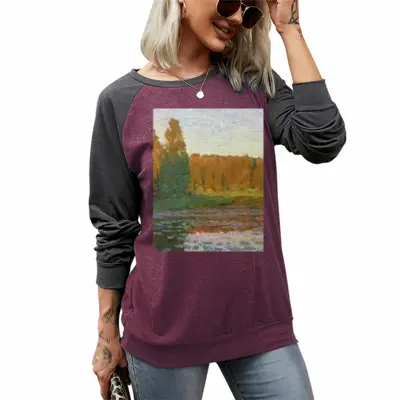 Women Quiet Evening Two-tone Crew Neck T-Shirt