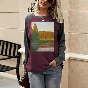 Women Quiet Evening Two-tone Crew Neck T-Shirt