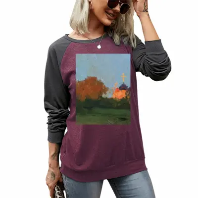 Women Sunset Two-tone Crew Neck T-Shirt