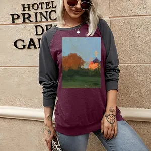 Women Sunset Two-tone Crew Neck T-Shirt