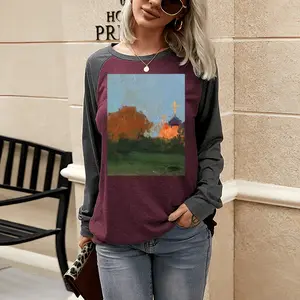 Women Sunset Two-tone Crew Neck T-Shirt