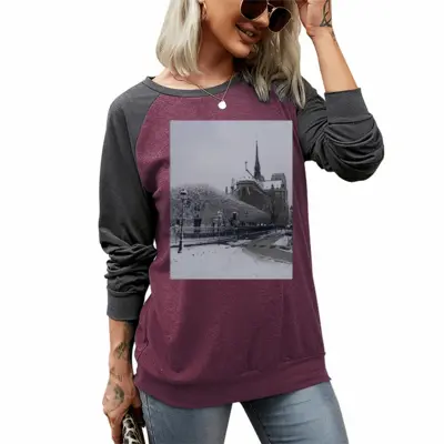 Women Notre Dame Of Paris From Rue Du Cloitre Two-tone Crew Neck T-Shirt