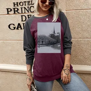 Women Notre Dame Of Paris From Rue Du Cloitre Two-tone Crew Neck T-Shirt