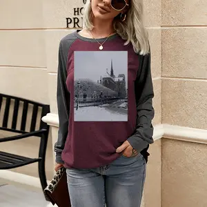 Women Notre Dame Of Paris From Rue Du Cloitre Two-tone Crew Neck T-Shirt