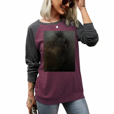 Women Black Rose Two-tone Crew Neck T-Shirt