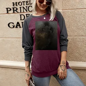 Women Black Rose Two-tone Crew Neck T-Shirt