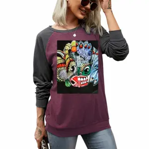 Women Two-Faced Demon Two-tone Crew Neck T-Shirt