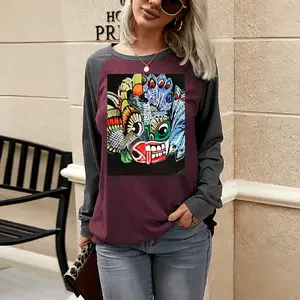 Women Two-Faced Demon Two-tone Crew Neck T-Shirt